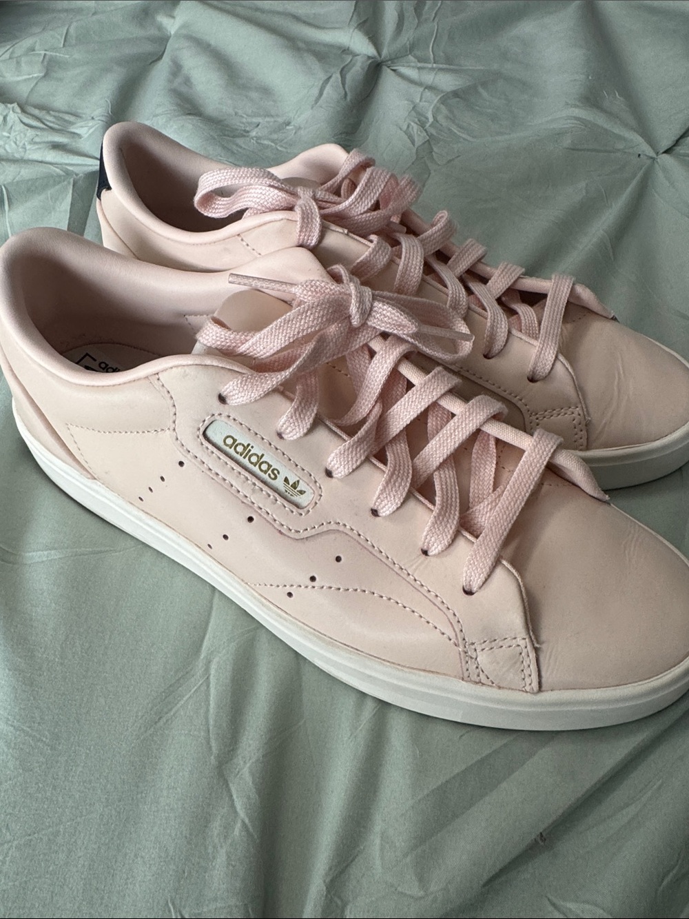 adidas Women's Light Pink Leather Low-Top Sneakers